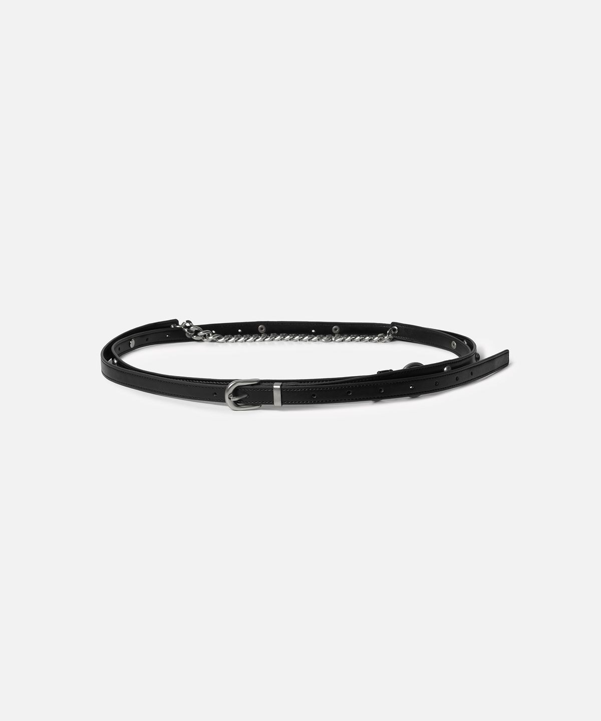 인스턴트펑크(INSTANTFUNK) CHAIN MIX LEATHER BELT - BLACK