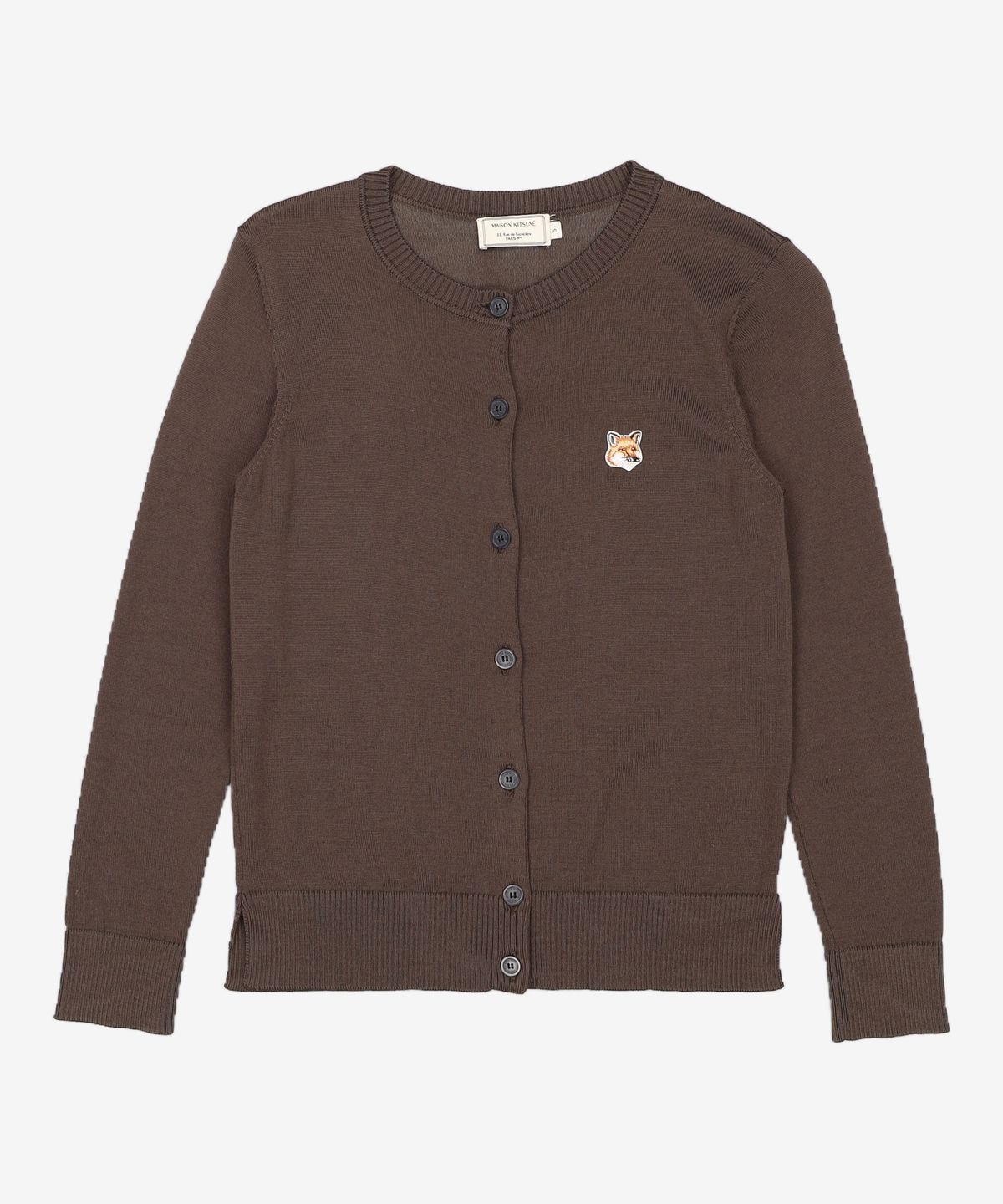 메종 키츠네(MAISON KITSUNE) W 메리노스 폭스 헤드 패치 가디건 라이트카키 / FW00554KT1036-LK S