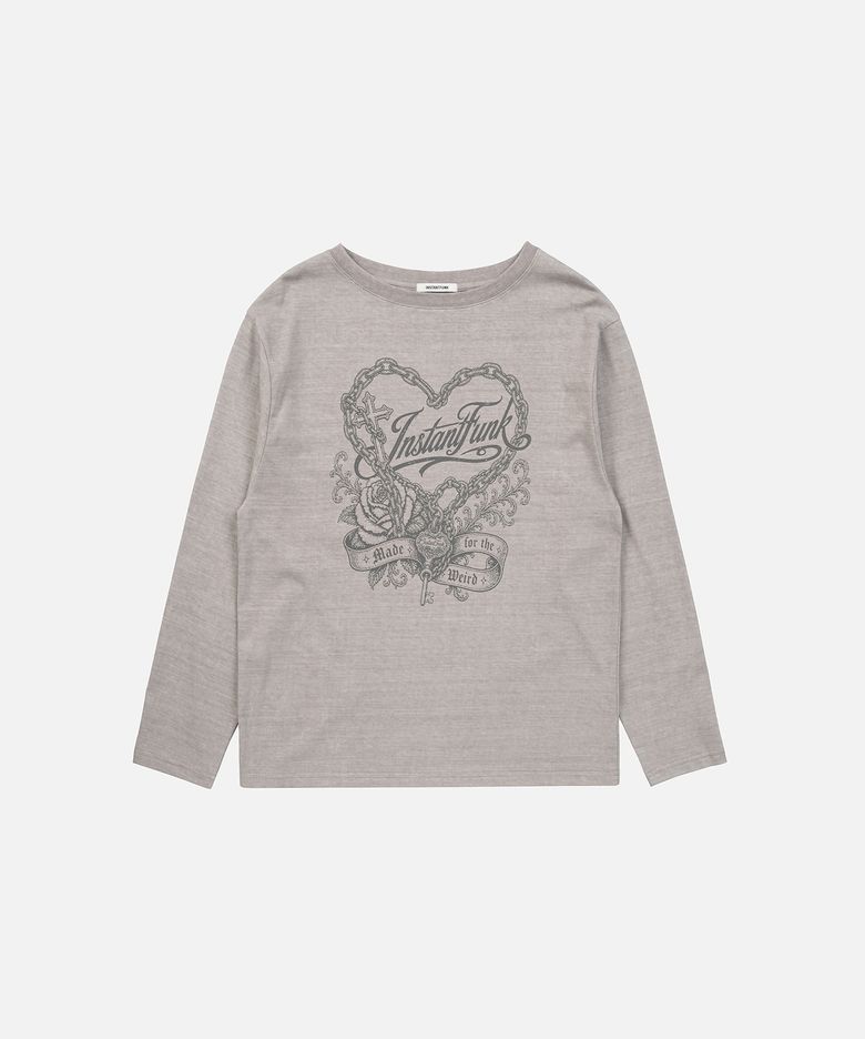 OVERSIZED HEART GRAPHIC TEE - GREY