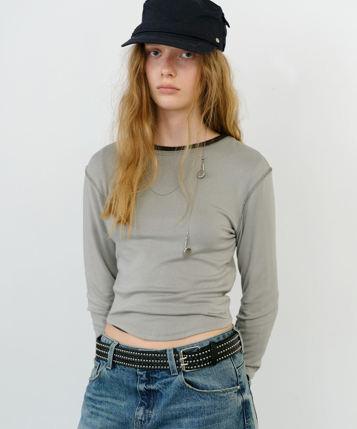 인스턴트펑크(INSTANTFUNK) ROUND HEM LINE TEE - LIGHT GREY