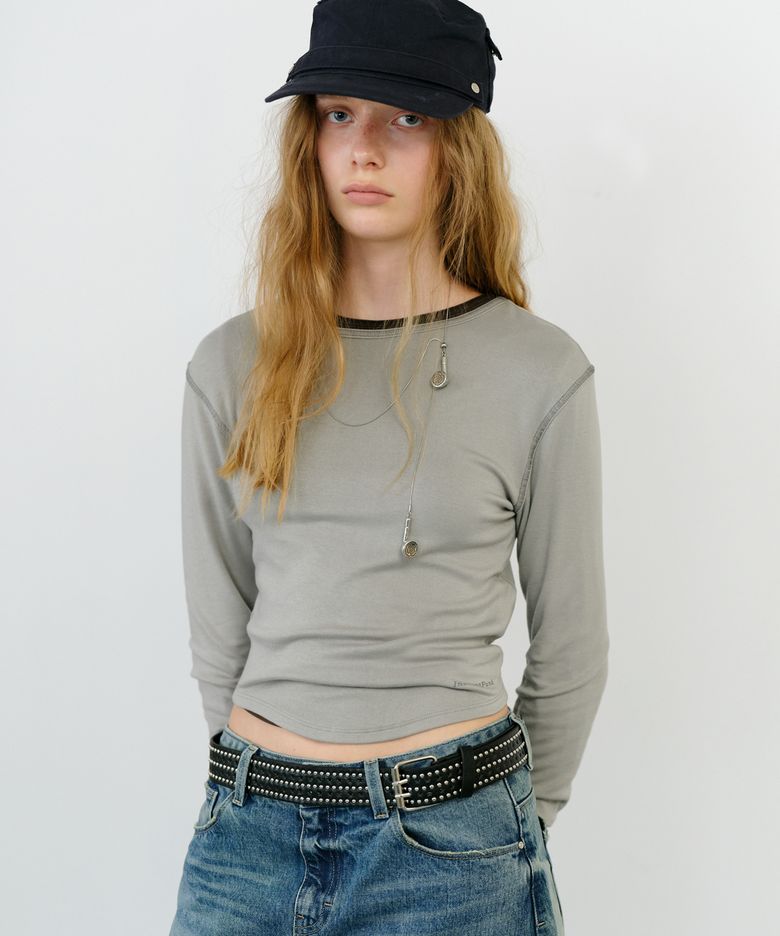 ROUND HEM LINE TEE - LIGHT GREY