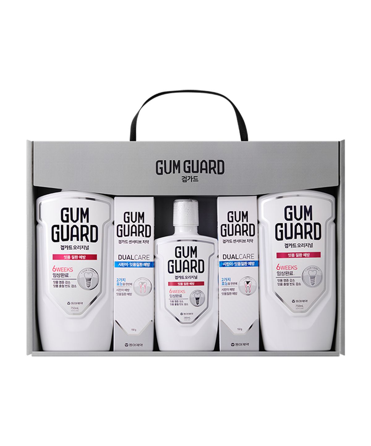 검가드(GUMGUARD) 잇몸케어 기프트 세트 (750ML*2+380ML+치약150G*2개)