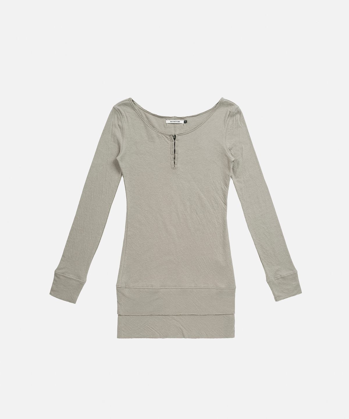 인스턴트펑크(INSTANTFUNK) HENLEY NECK TIERED JERSEY DRESS - LIGHT GREY