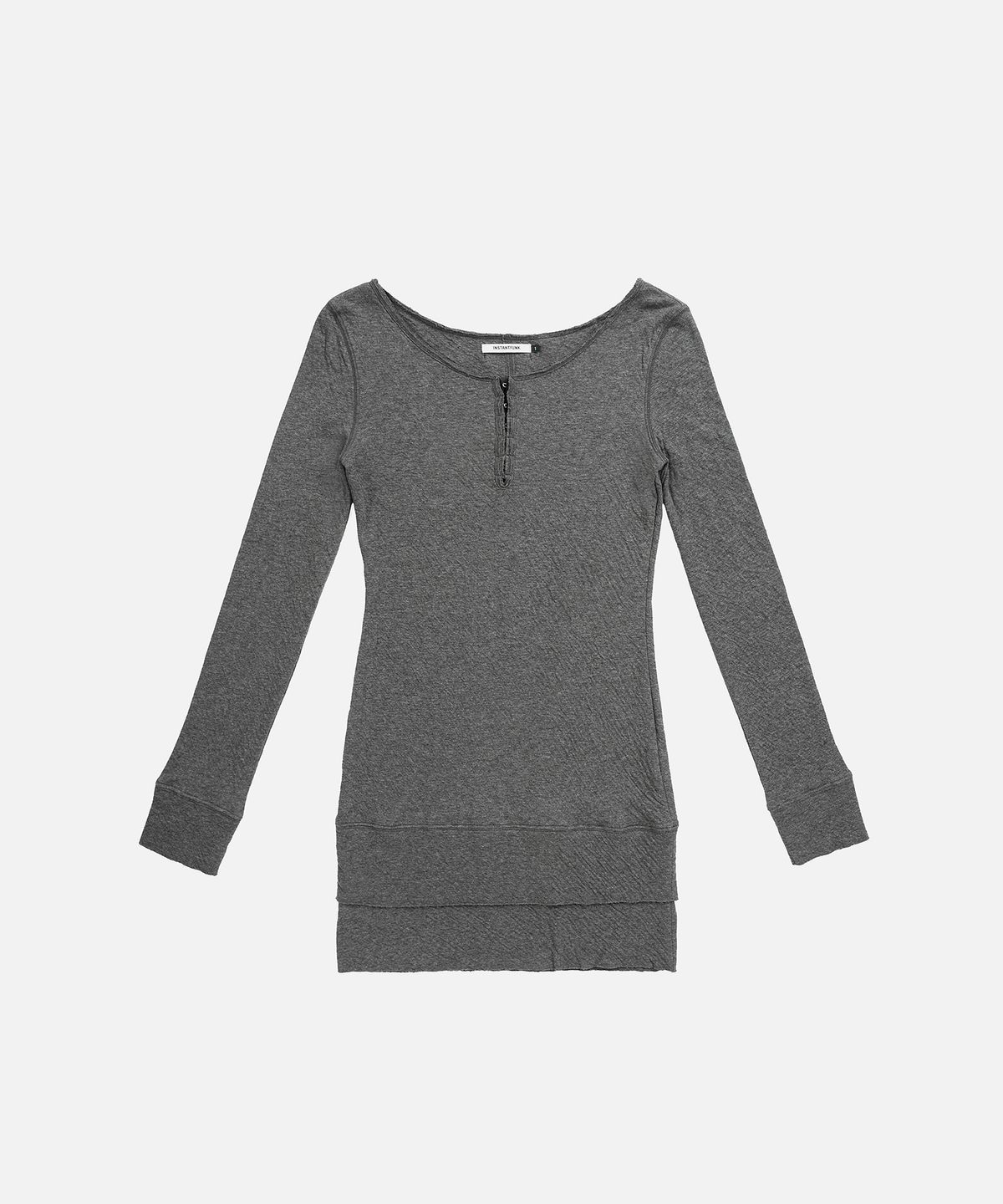 인스턴트펑크(INSTANTFUNK) HENLEY NECK TIERED JERSEY DRESS - GREY