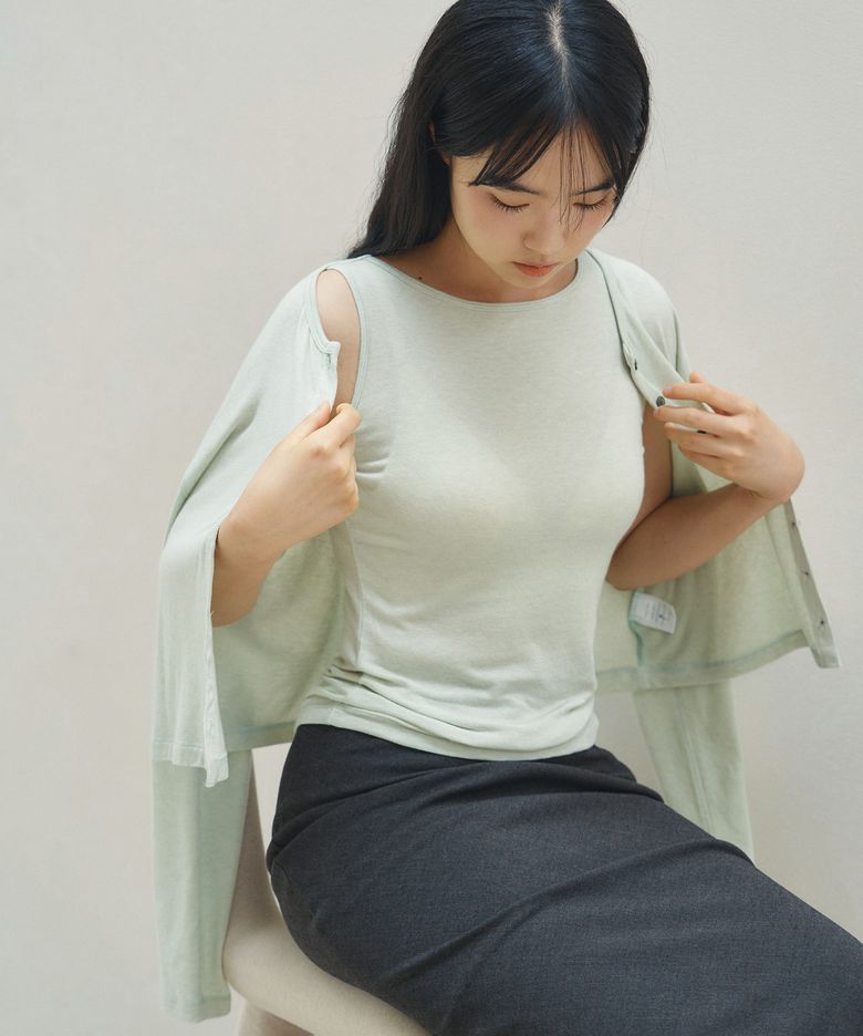 tencel basic sleeveless T (MINT)