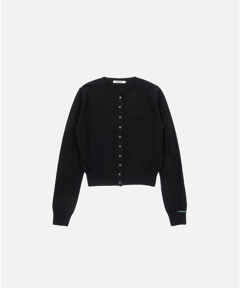 ESSENTIAL WOOL ROUND CARDIGAN - BLACK
