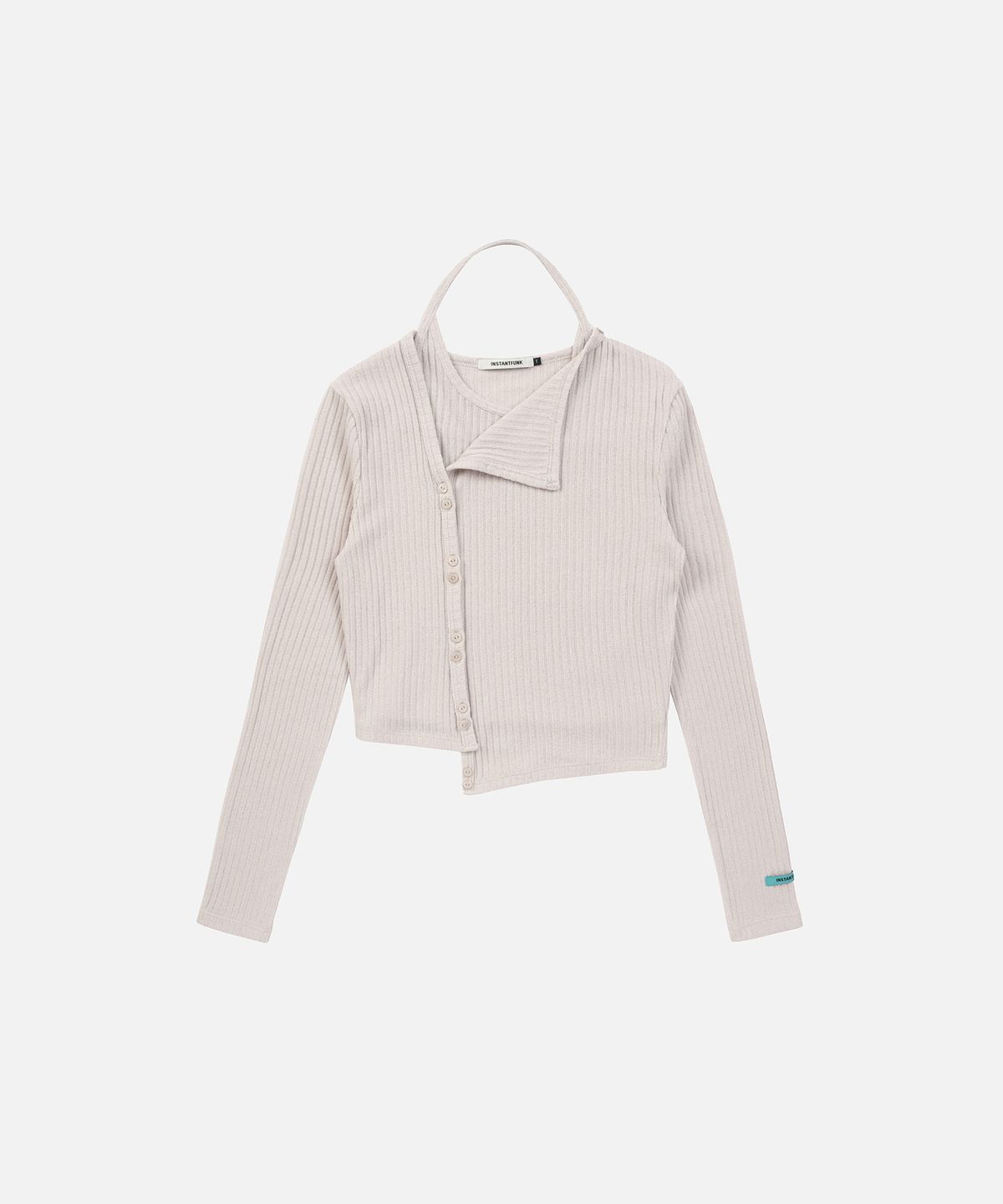 인스턴트펑크(INSTANTFUNK) RIB HALTER CARDIGAN SET UP - BEIGE