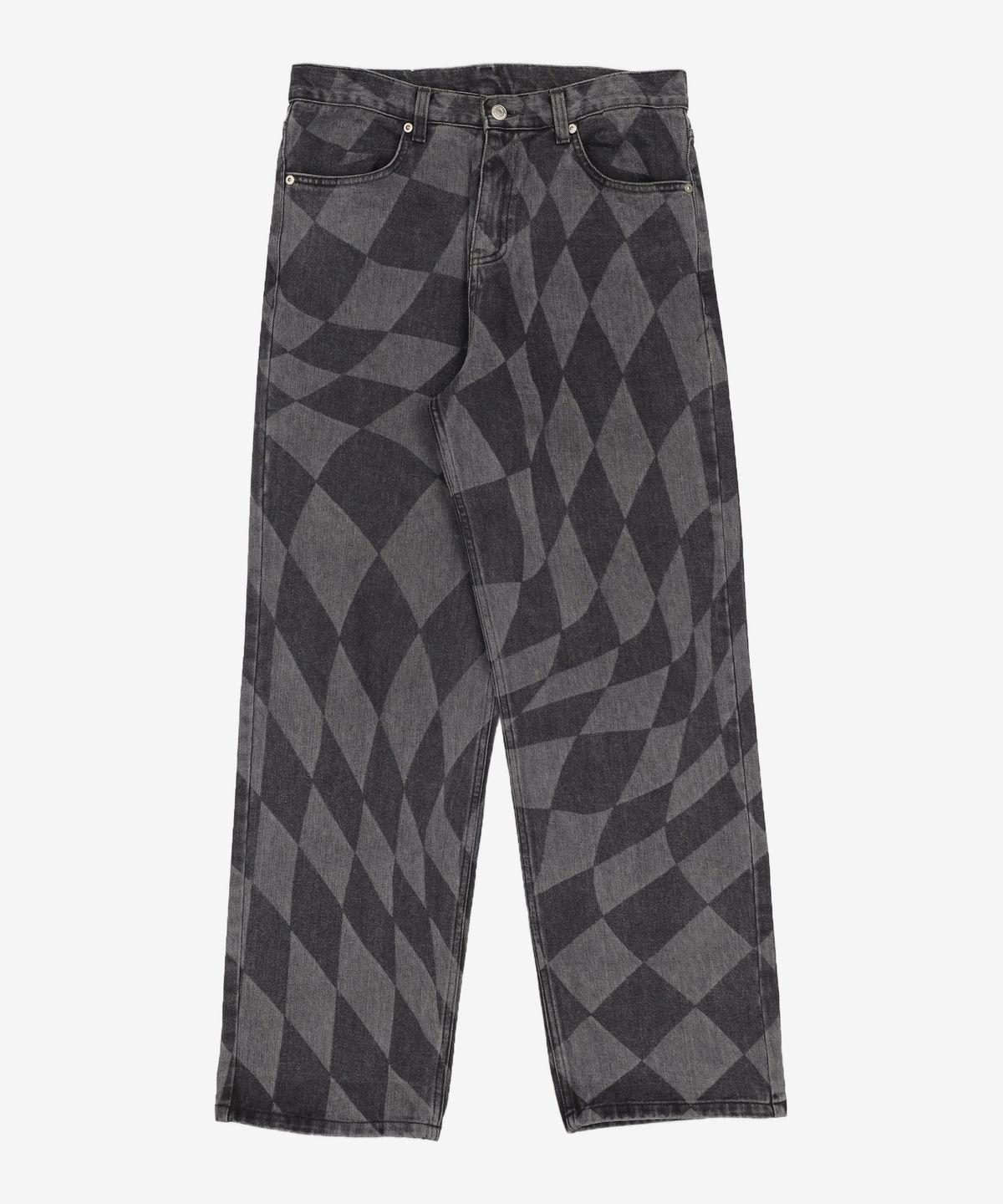 노매뉴얼(NOMANUAL) D.T CHECKERBOARD DENIM PANTS - WASHED BLACK M