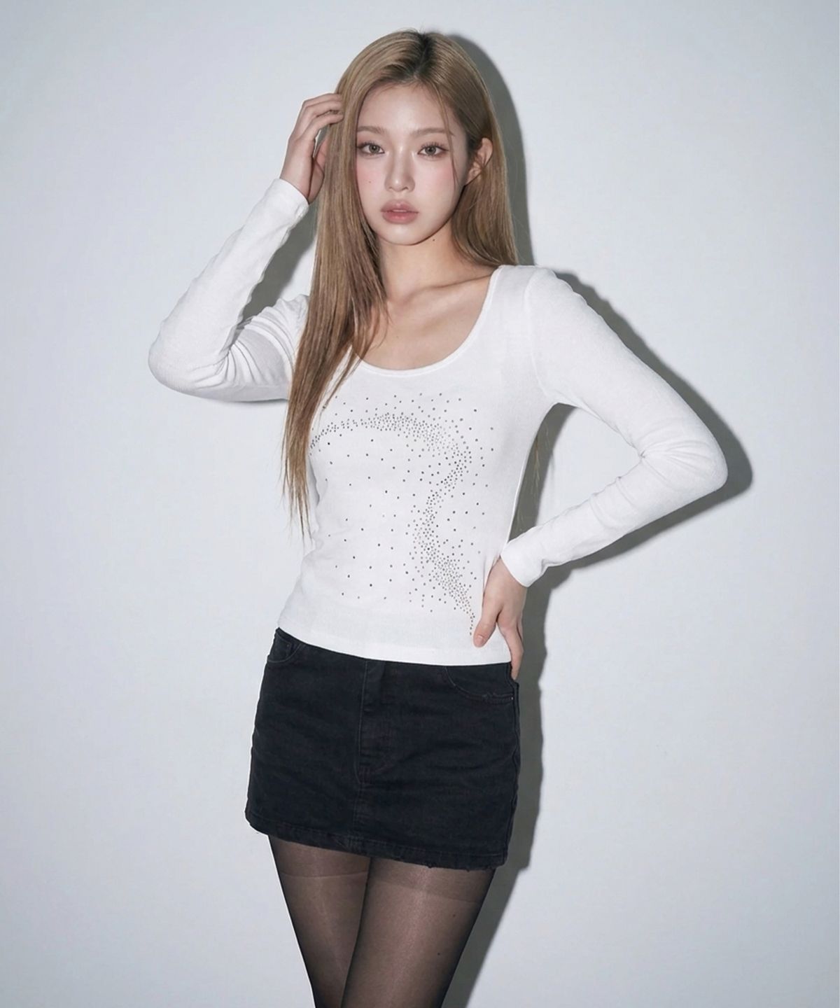 본슬리피(BORN SLIPPY) Future Wave Rib Long Sleeve Tee (Ivory)