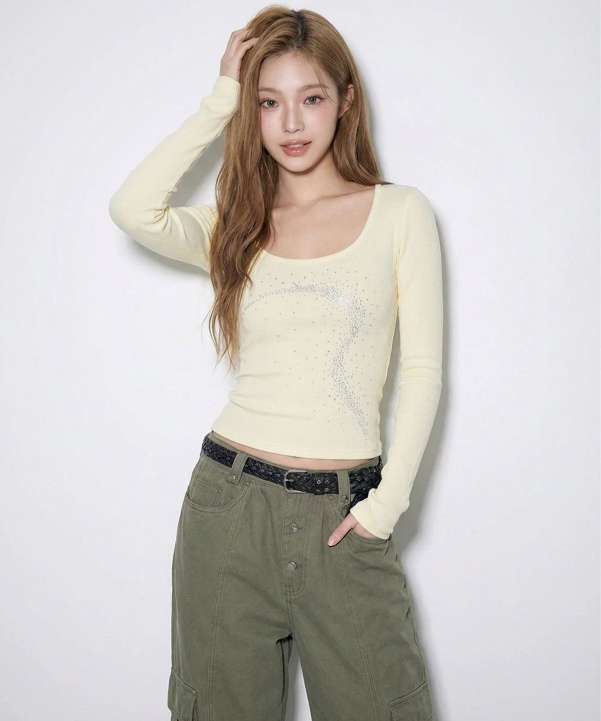 본슬리피(BORN SLIPPY) Future Wave Rib Long Sleeve Tee (Yellow)