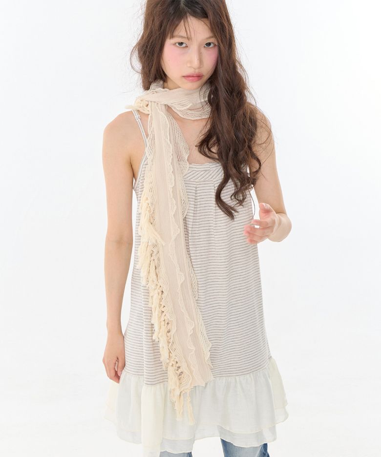 [2nd] Raw Fringe Muffler Cream