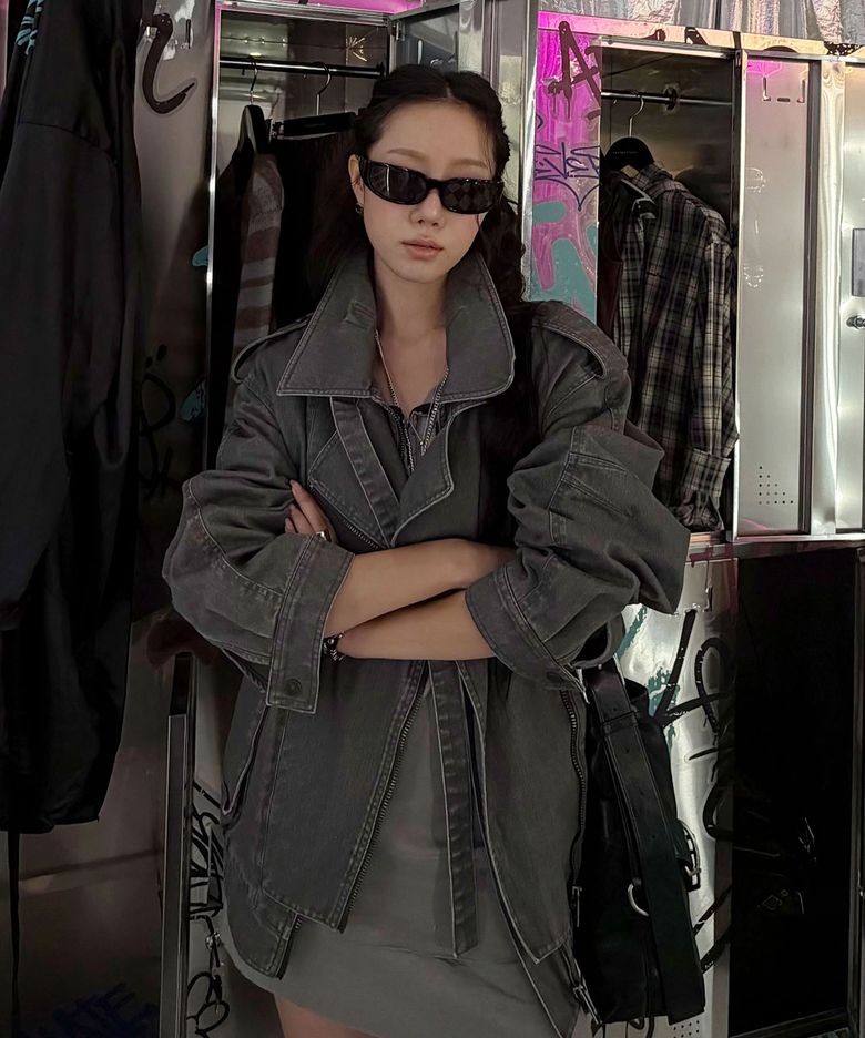 [가을'S PICK] LAYERED COLLAR RIDER JACKET - GREY