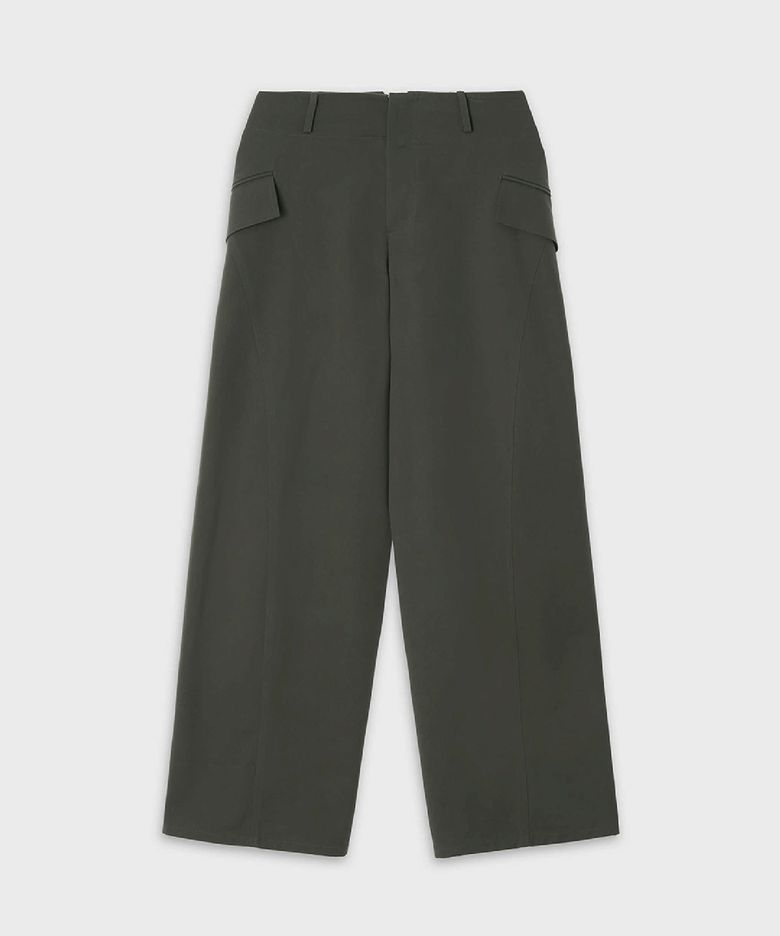 SPIRAL LINE BARREL TROUSERS_KHAKI