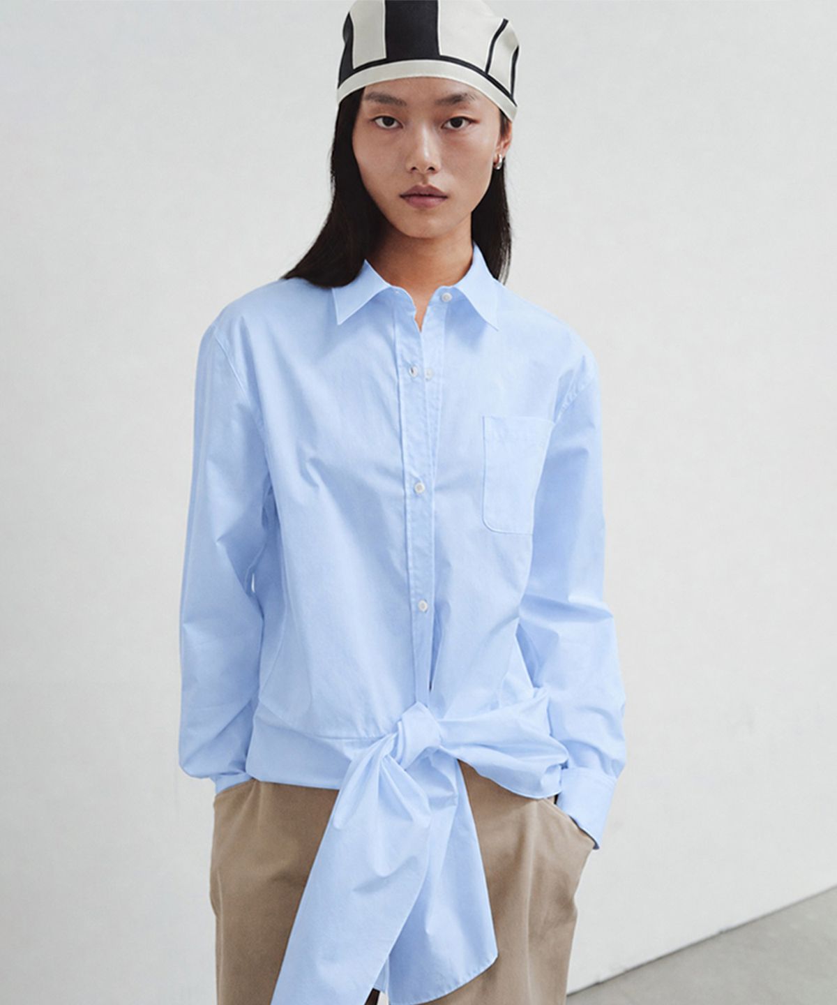 더룸(THELOOM) DRAPE PANEL SHIRT_BLUE