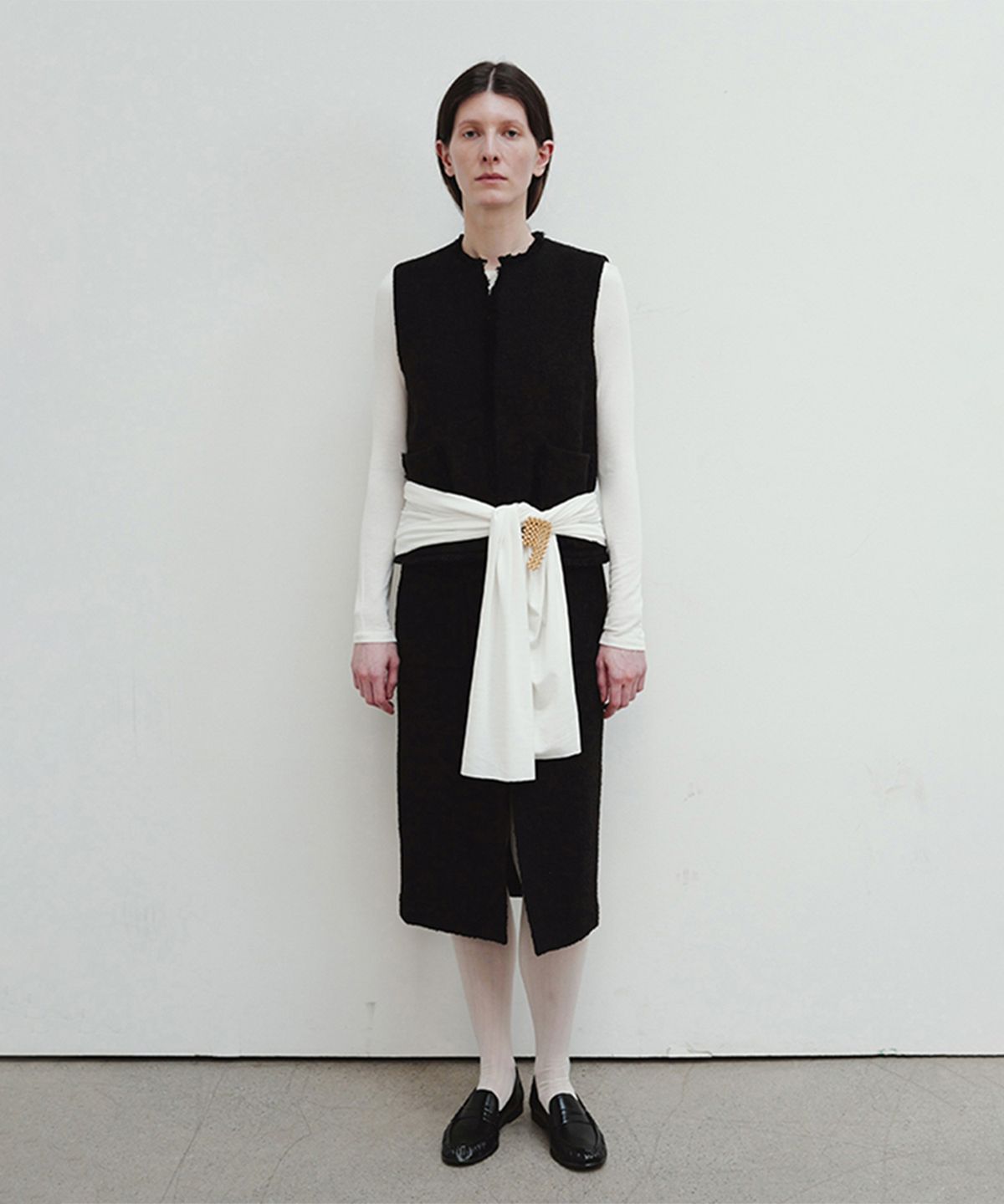 더룸(THELOOM) NUBBY TWEED POCKET SKIRT_BLACK