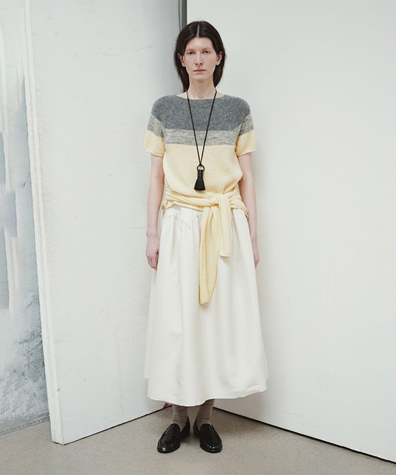 ARC-LINE FULL SKIRT_IVORY