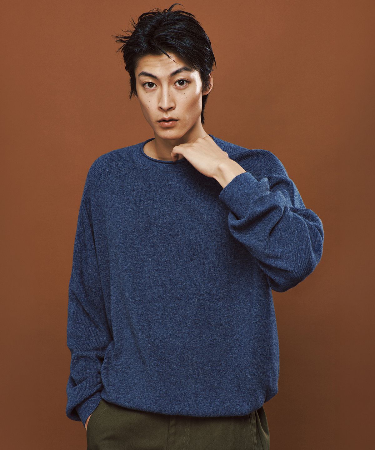 플랙(PLAC) 캐시미어 블랜드 라인 크루넥 니트 블루