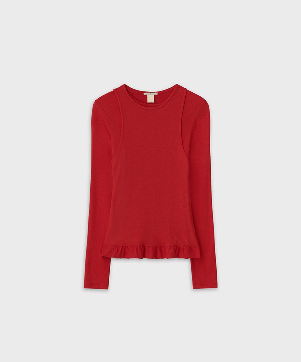 더룸(THELOOM) DUAL LINE PEPLUM TEE_RED