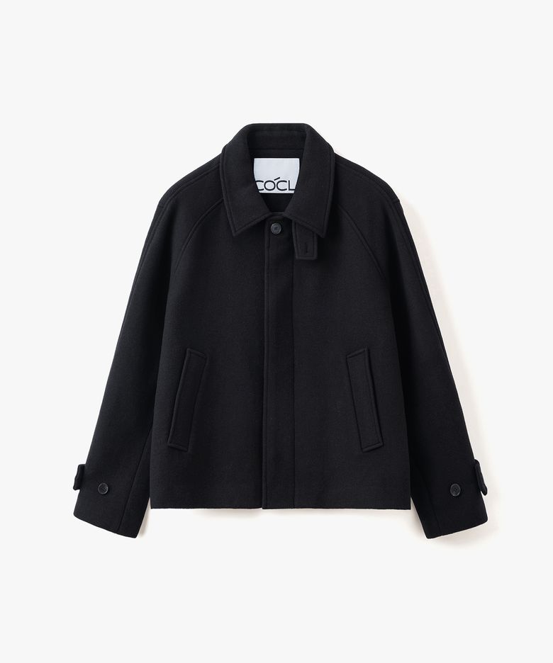 울 발마칸 숏 코트 블랙 COOSCT026BLACK