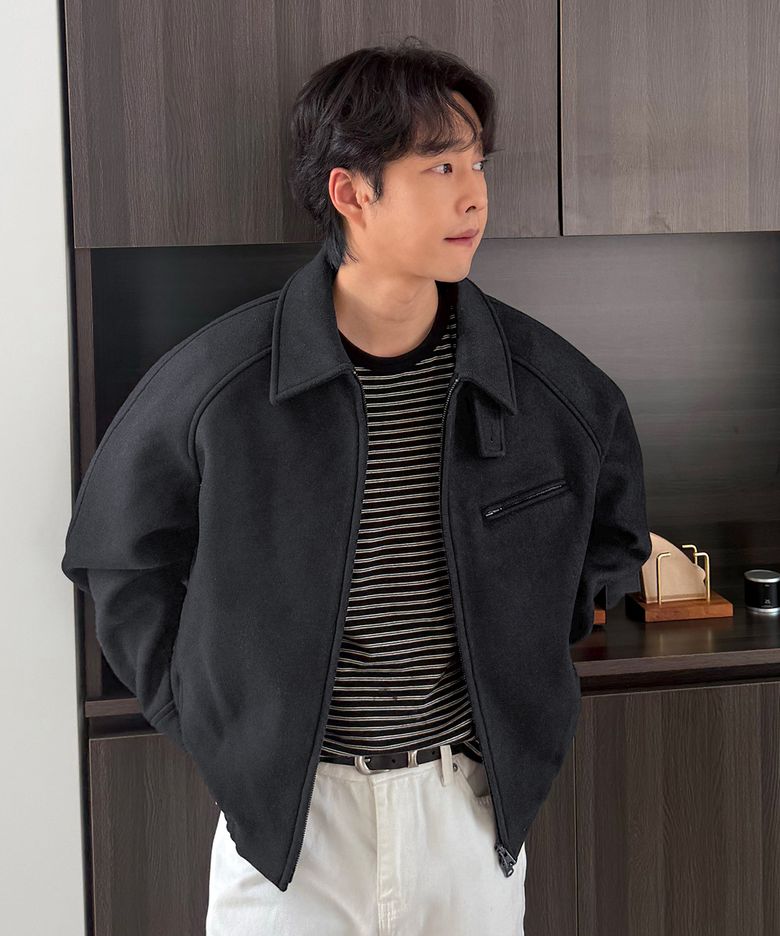 [COCLX오정규] 울 2-WAY 블루종 자켓 차콜 COOSJK045CHARCOAL