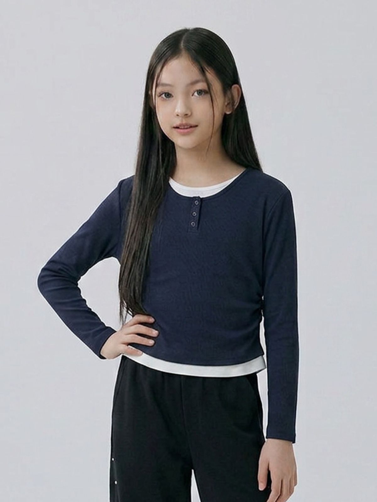 행텐 틴즈(HANGTEN TEENS) 틴즈 여아 웨일 헨리넥 레이어드 티셔츠_277(14580-131-606-31)