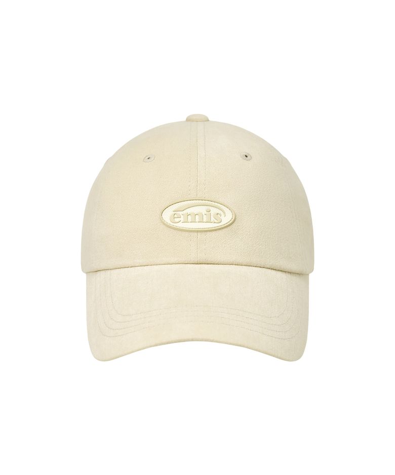 MINI RUBBER PATCH BRUSHED BALL CAP-CREAM