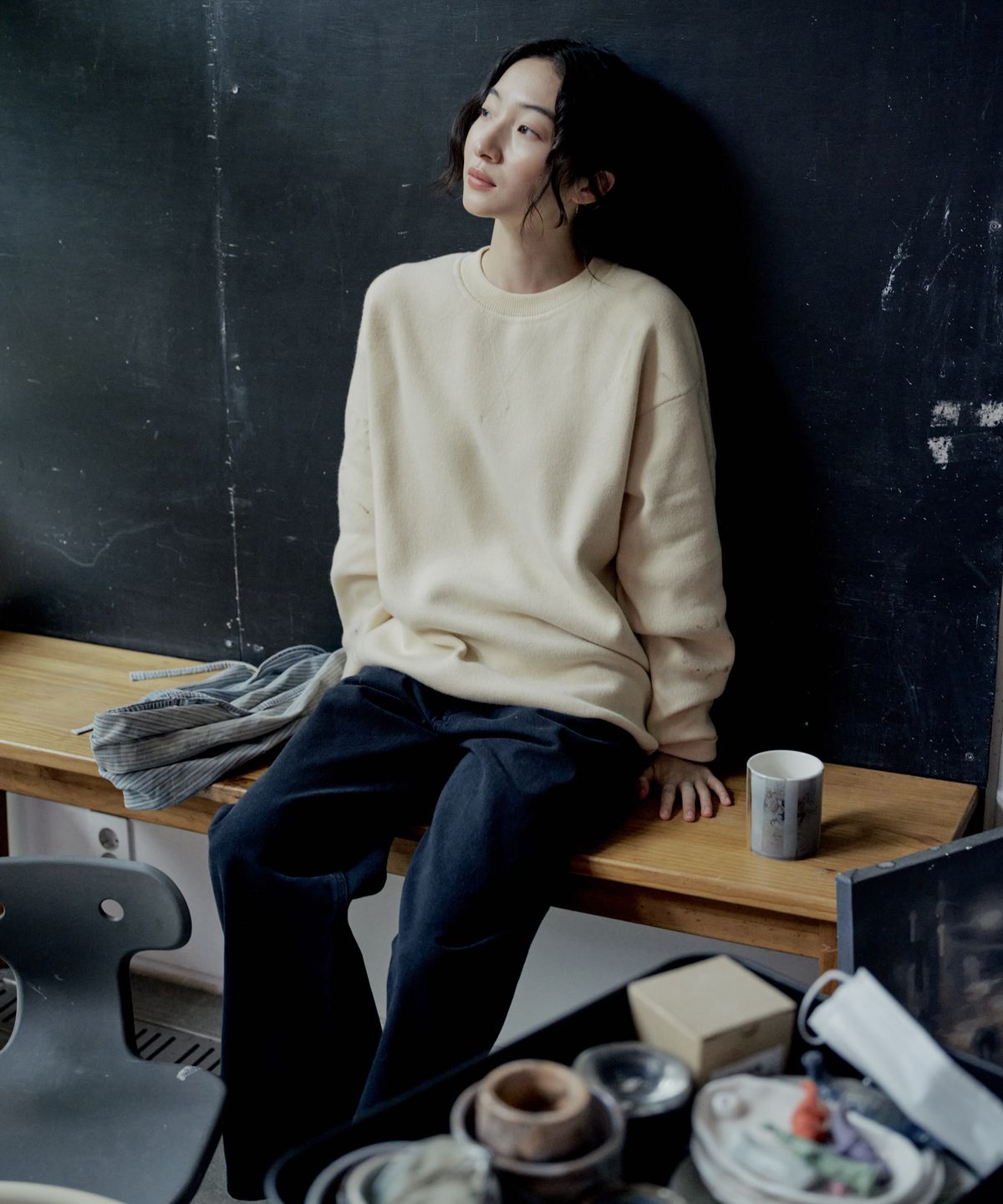 스텝어라운드(STEP AROUND) Superfine Wool Jacquard Knit MTM_BUTTER CREAM