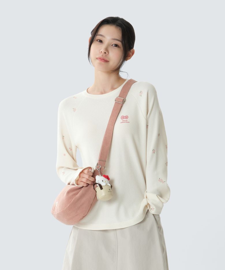 [스노우피크 X 헬로키티] 와플 여성 긴팔 티셔츠 (S26FWFTL87) Light Pink