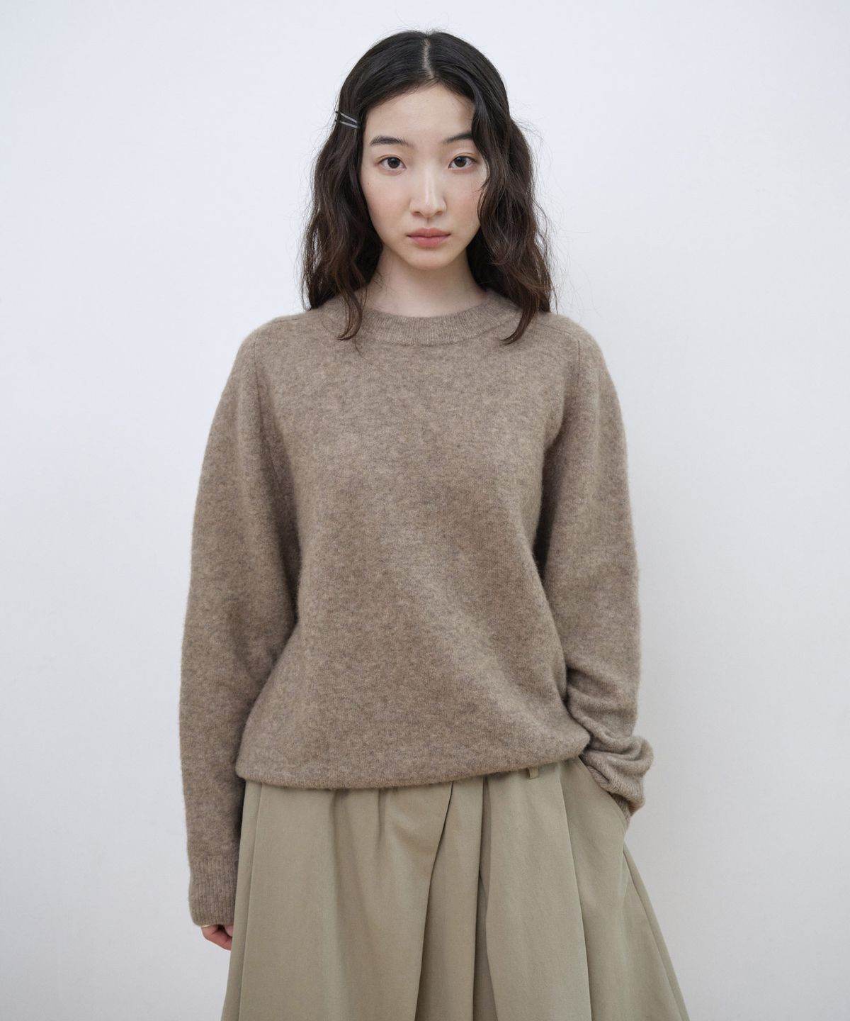 스텝어라운드(STEP AROUND) Double Back Yak Blend Knit_BEIGE