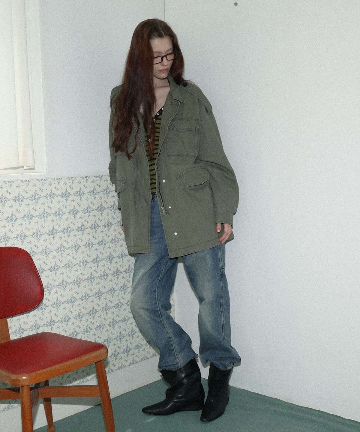 도프셉(DOFFSEPT) Epaulette Cotton Field Jacket (Khaki)