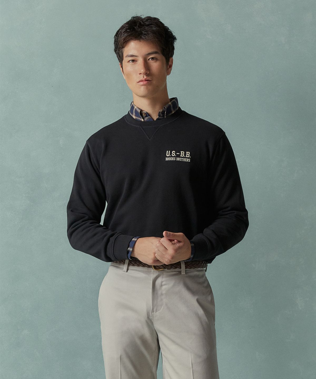 브룩스 브라더스(BROOKS BROTHERS) [Heritage] Rugby Ball 스웨트셔츠 (블랙) (BBNPMHG302)
