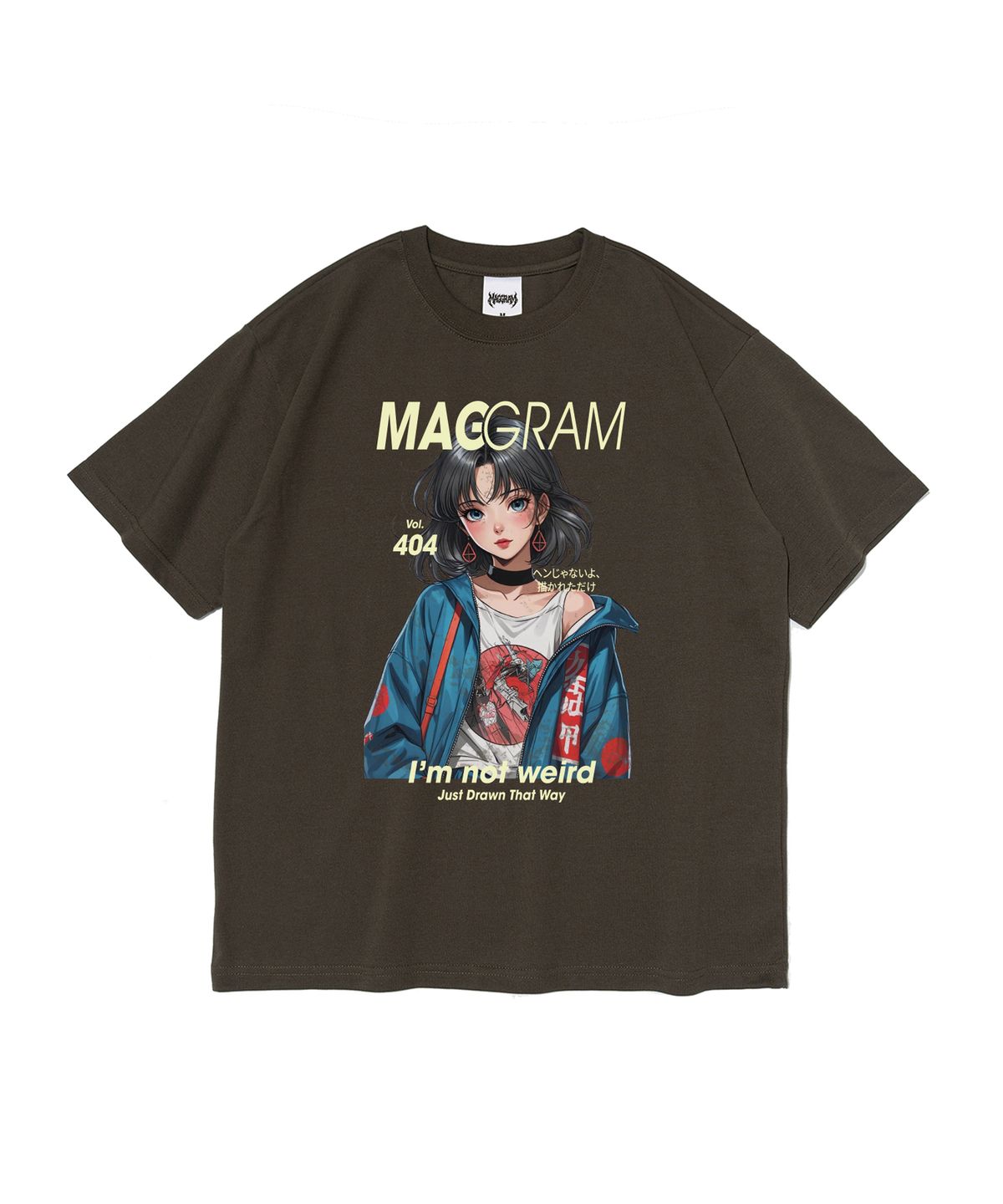 엠에이지그램(MAGGRAM) (박스티) MAGGRAM 큐트 베니 그래픽 반팔 티셔츠 (카키)