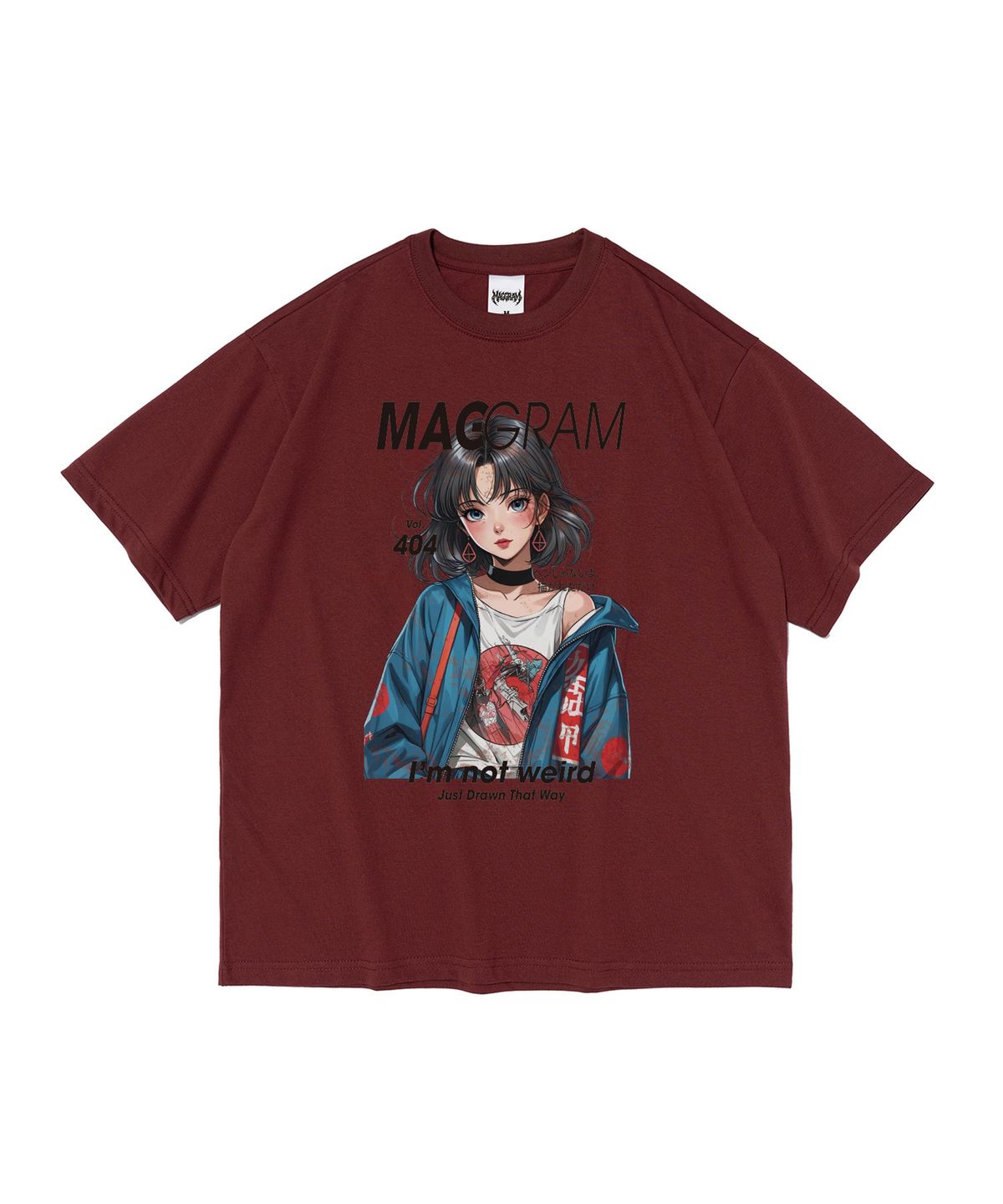 엠에이지그램(MAGGRAM) (박스티) MAGGRAM 큐트 베니 그래픽 반팔 티셔츠 (와인)