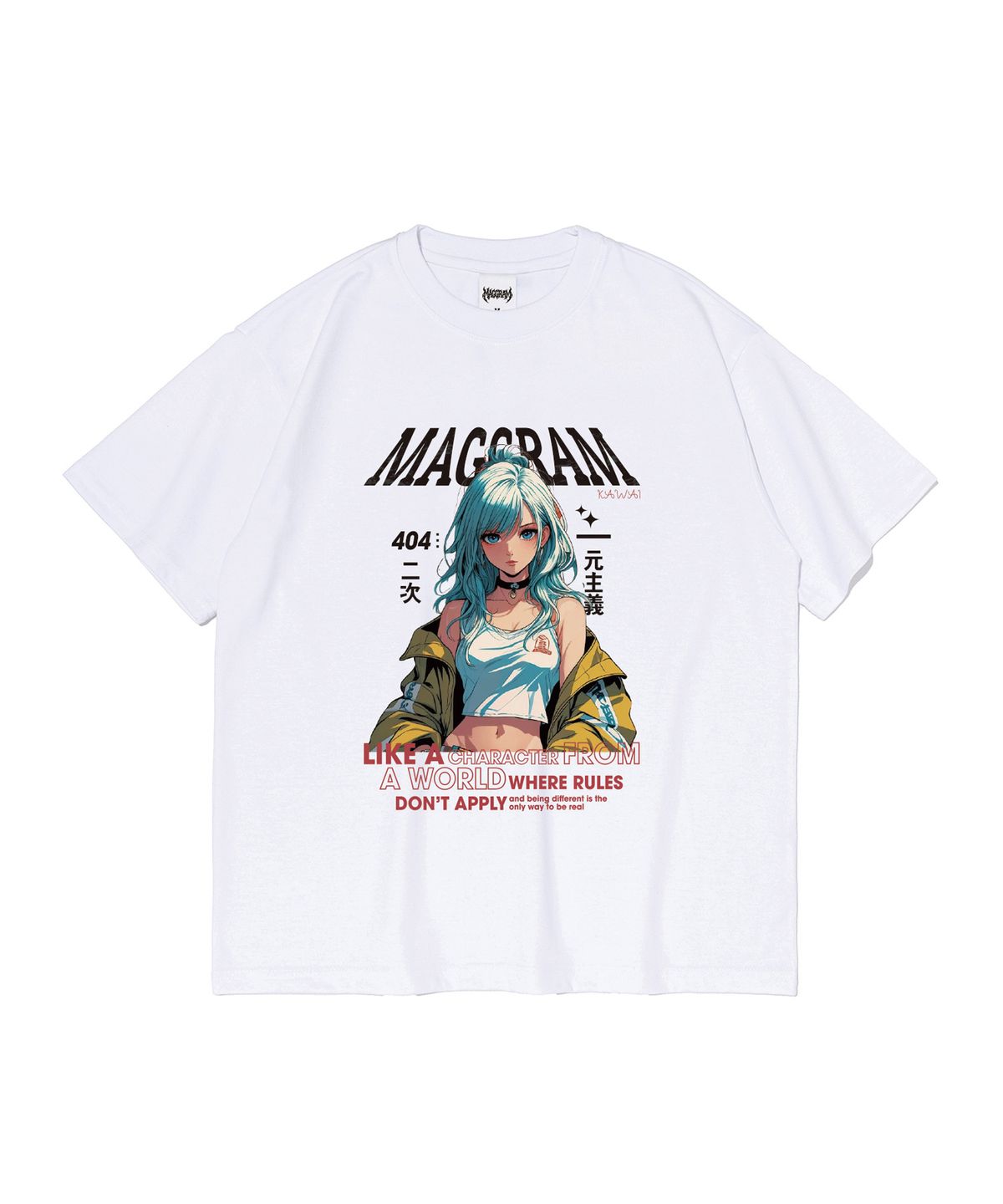 엠에이지그램(MAGGRAM) (박스티) MAGGRAM 스트릿 캐릭터 반팔 티셔츠 (화이트)