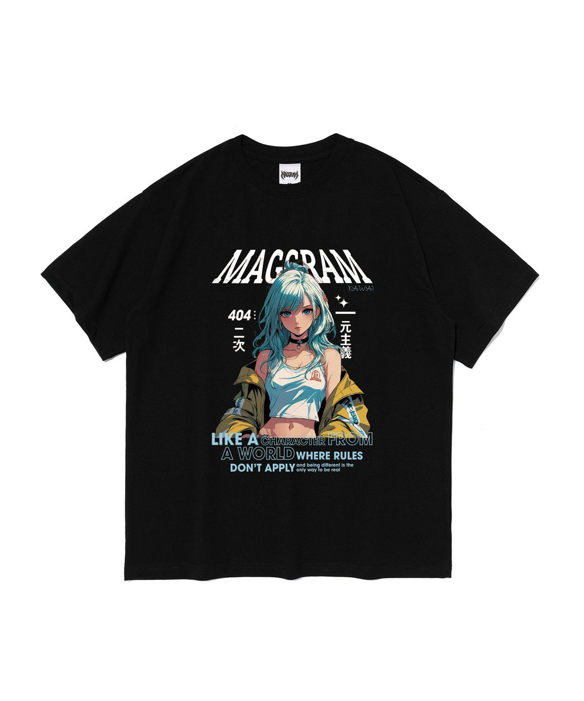 엠에이지그램(MAGGRAM) (박스티) MAGGRAM 스트릿 캐릭터 반팔 티셔츠 (블랙)