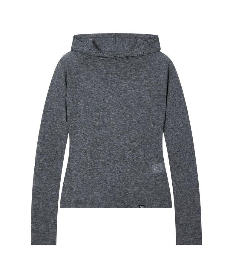 (W) HOODED LS T-SHRIT-GRAY