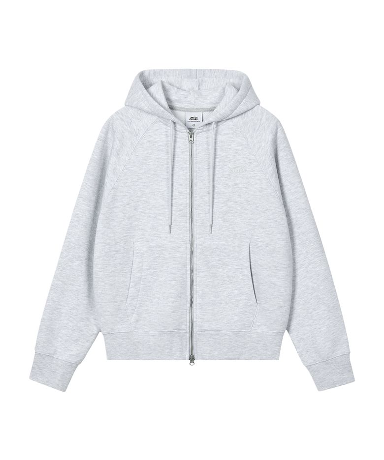 MONO LOGO HOOD ZIP-UP-LIGHT GRAY