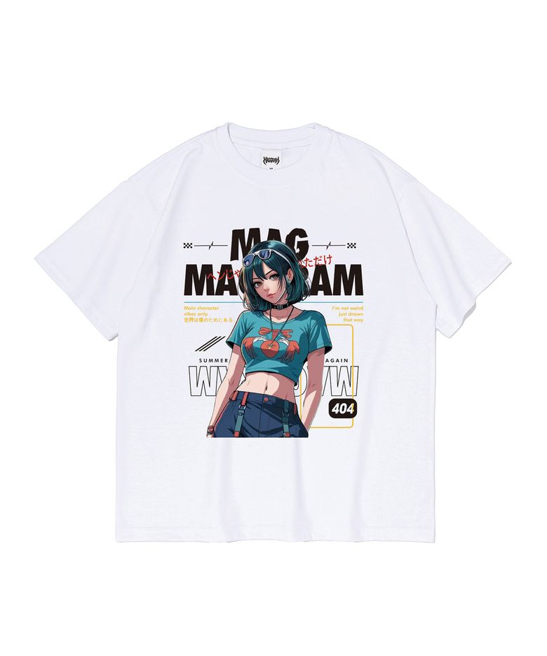 (박스티) MAGGRAM 썸머 걸 그래픽 반팔 티셔츠 (화이트)