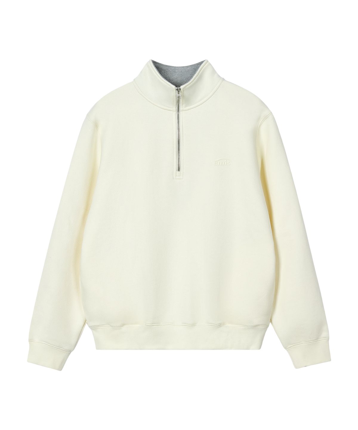 이미스(EMIS) MONO LOGO HALF-ZIP SWEATSHIRT-CREAM