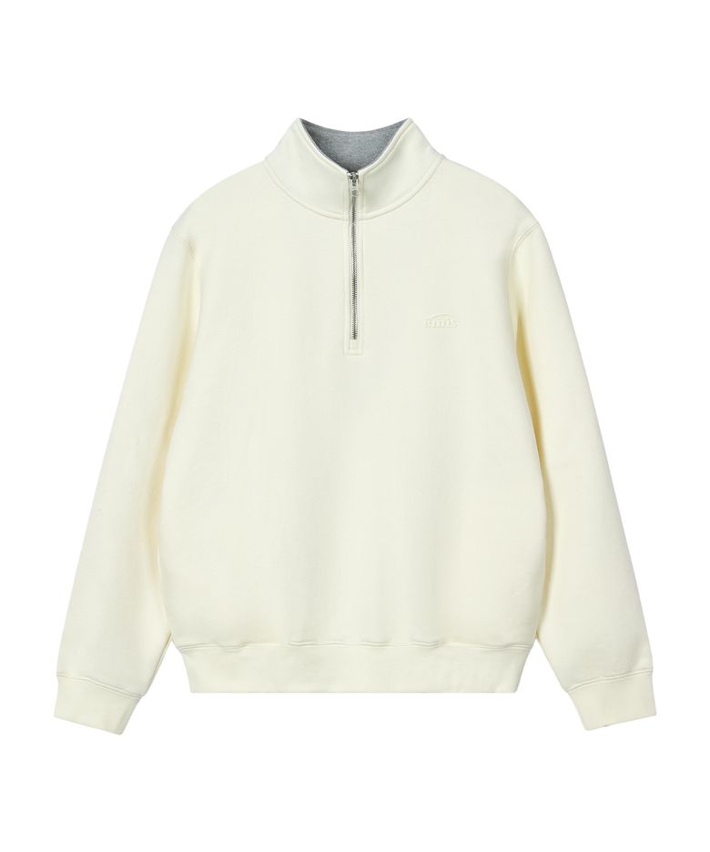 MONO LOGO HALF-ZIP SWEATSHIRT-CREAM