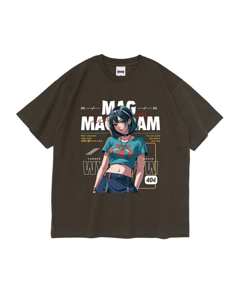 (박스티) MAGGRAM 썸머 걸 그래픽 반팔 티셔츠 (카키)