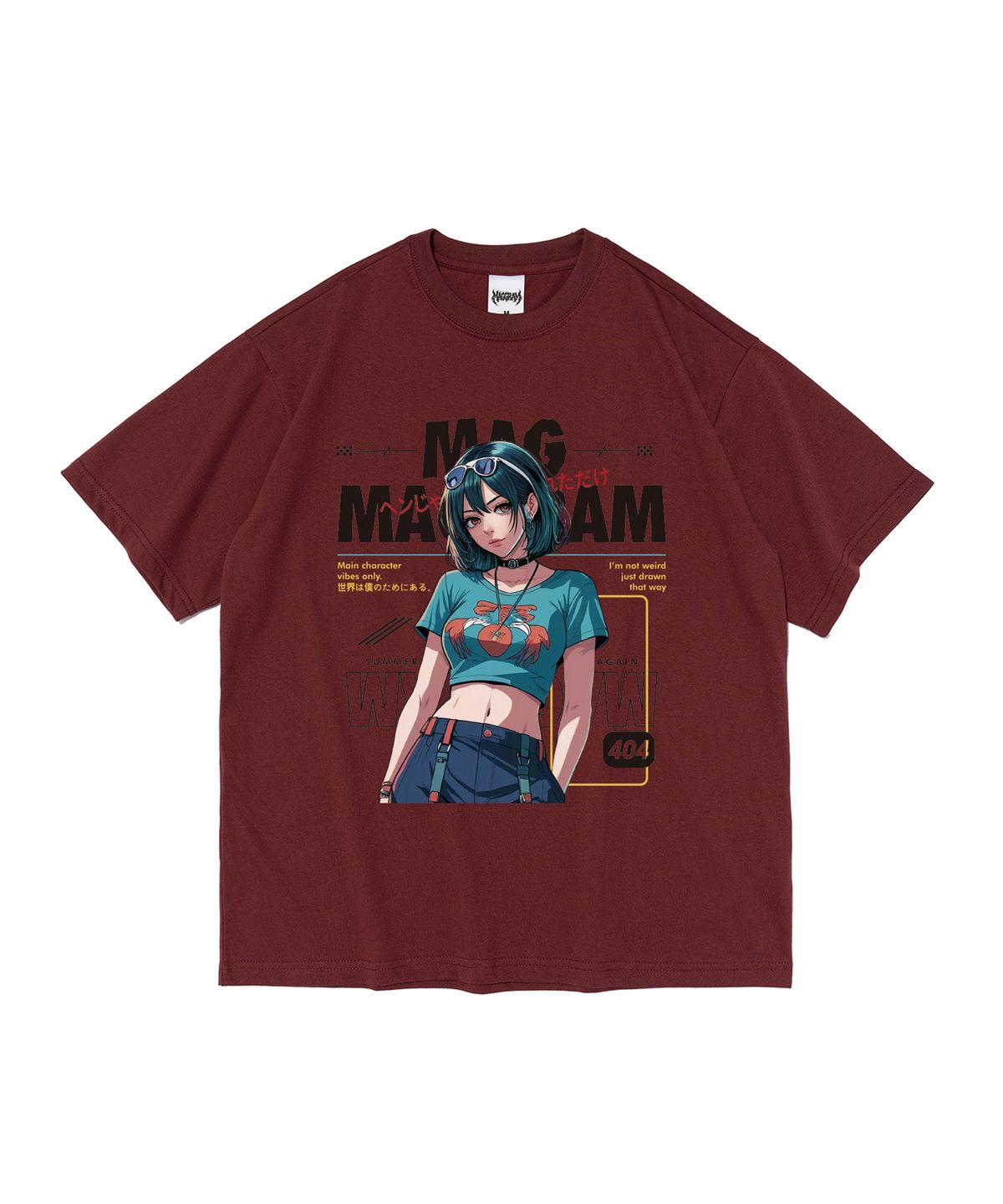 엠에이지그램(MAGGRAM) (박스티) MAGGRAM 썸머 걸 그래픽 반팔 티셔츠 (와인)