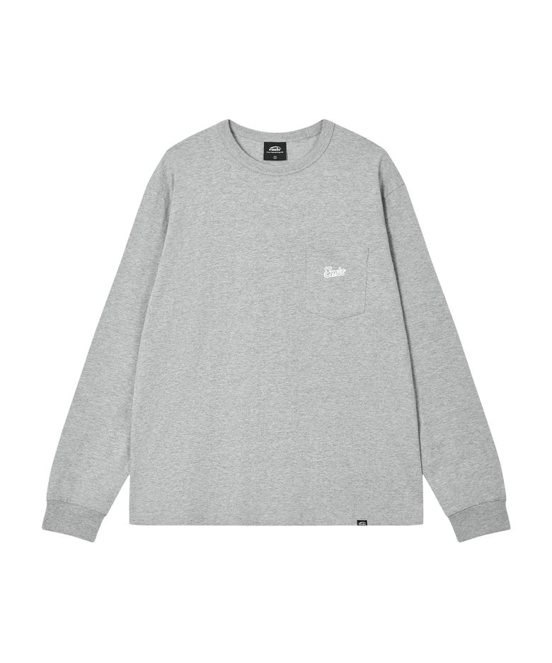 SMALL LINE PATCH POCKET LS T-SHIRT-GRAY
