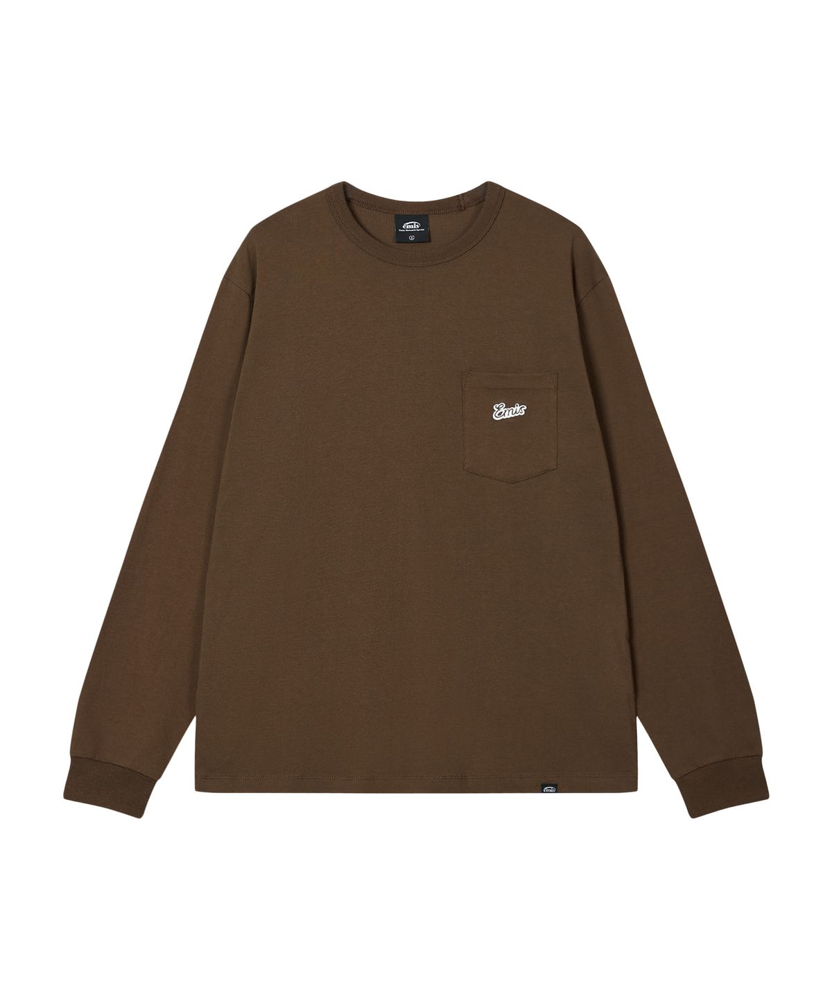 이미스(EMIS) SMALL LINE PATCH POCKET LS T-SHIRT-BROWN
