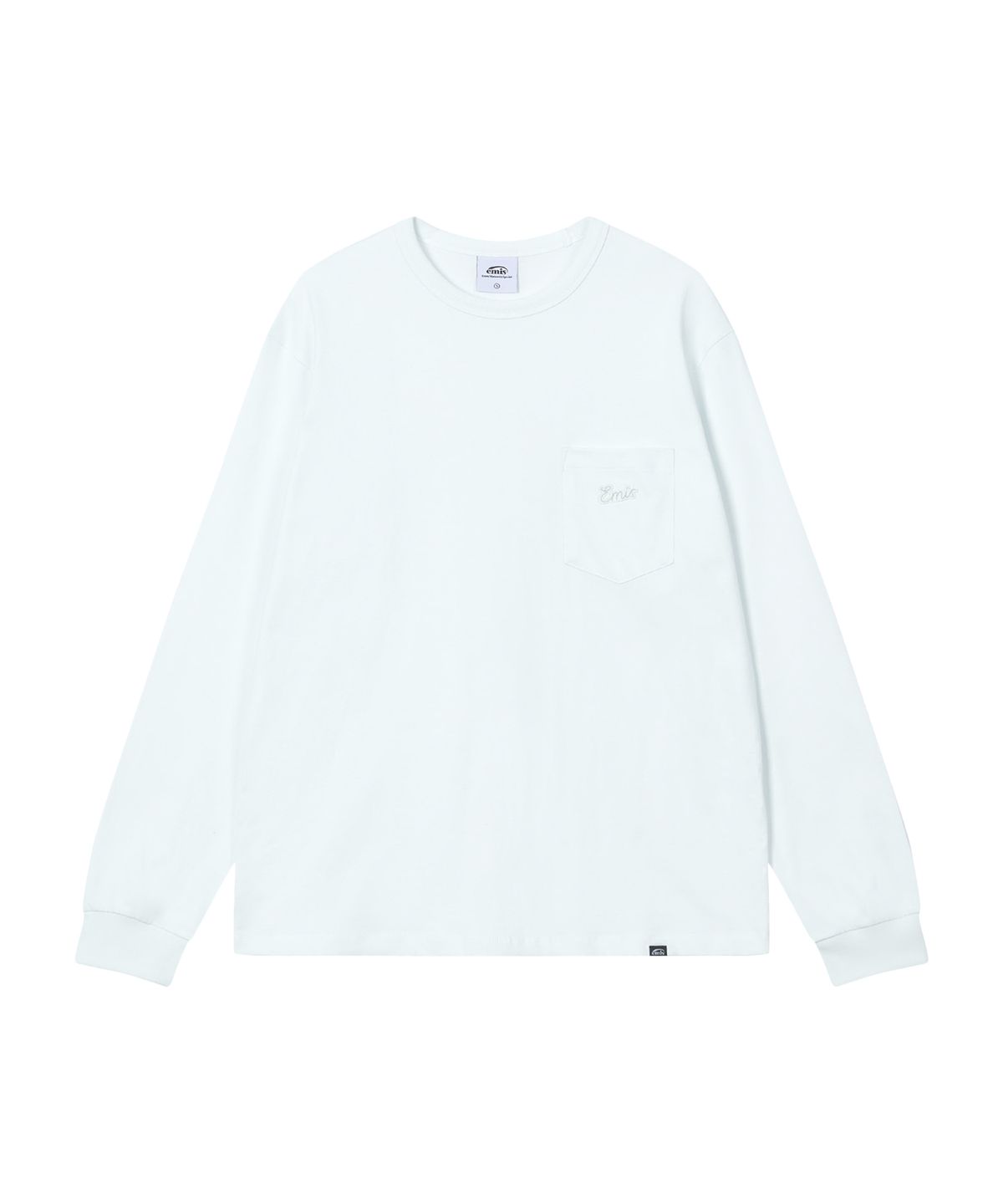 이미스(EMIS) SMALL LINE PATCH POCKET LS T-SHIRT-BLUE WHITE