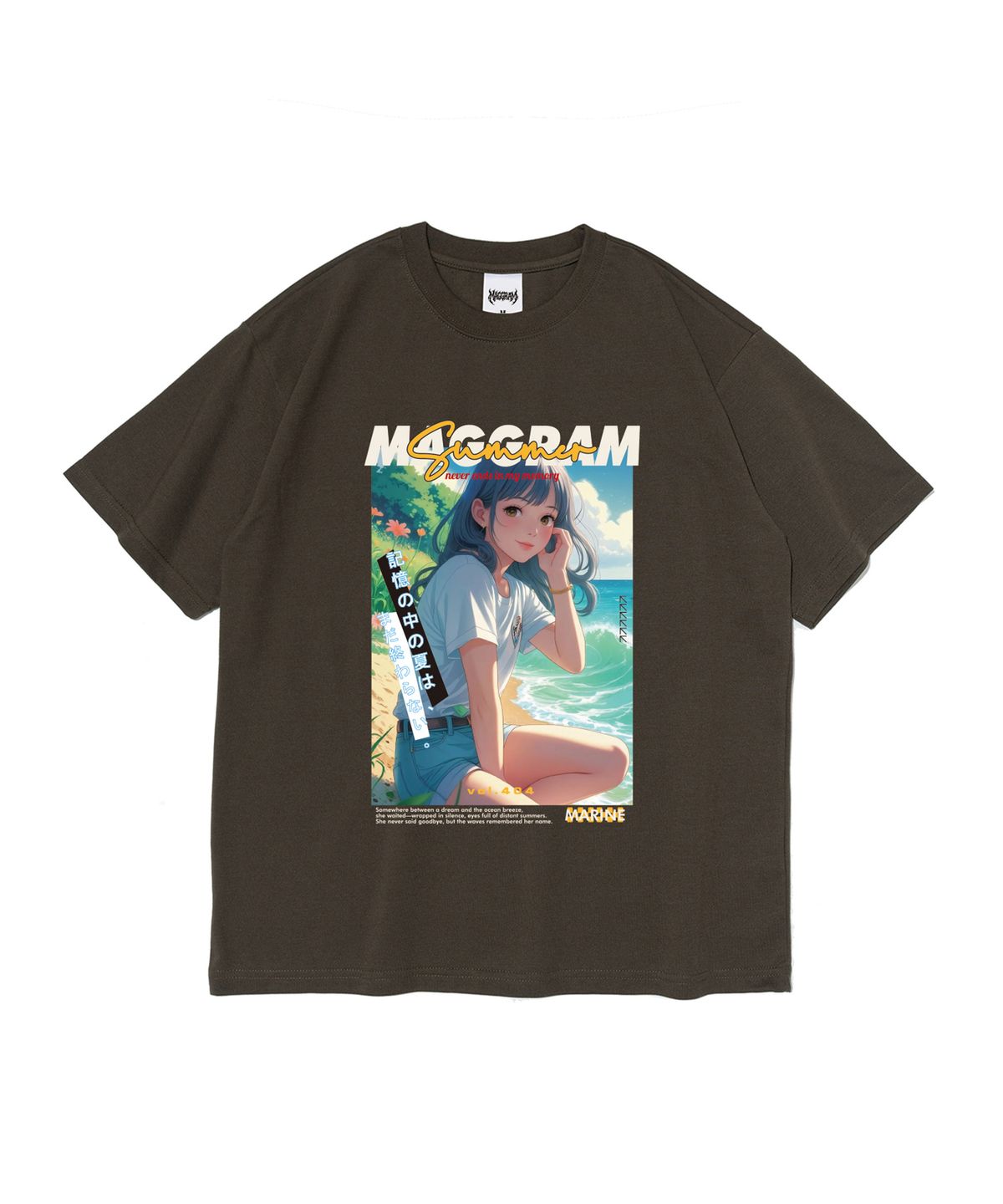 엠에이지그램(MAGGRAM) (박스티) MAGGRAM 마린 걸 그래픽 반팔 티셔츠 (카키)