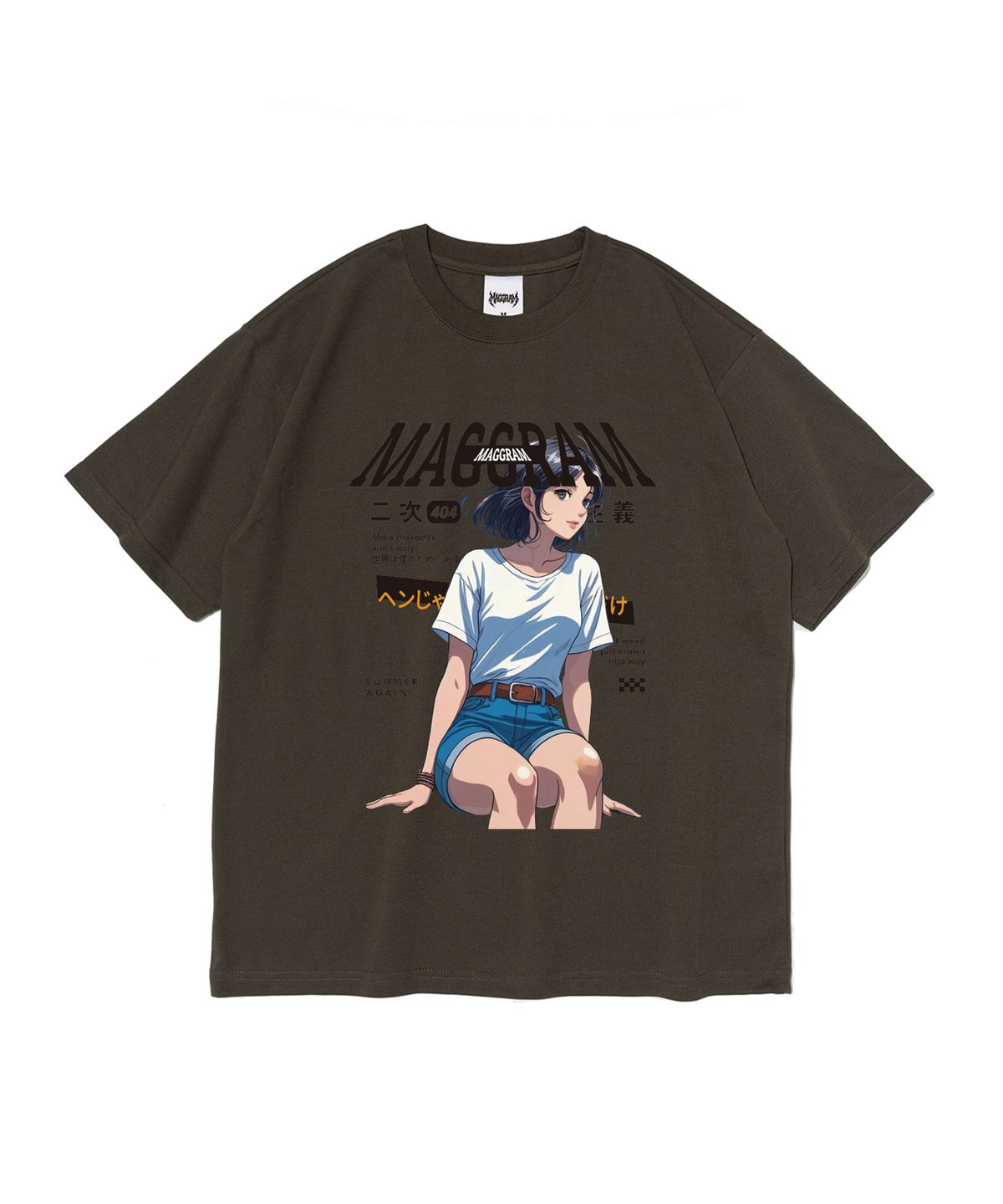 엠에이지그램(MAGGRAM) (박스티) MAGGRAM 시티 걸 그래픽 반팔 티셔츠 (카키)