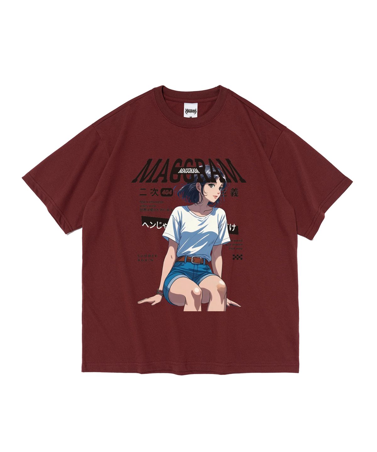 엠에이지그램(MAGGRAM) (박스티) MAGGRAM 시티 걸 그래픽 반팔 티셔츠 (와인)
