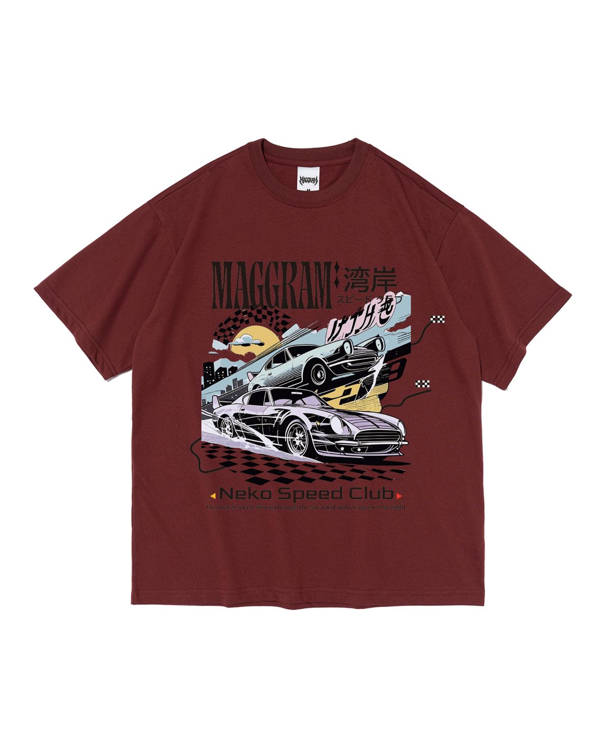 엠에이지그램(MAGGRAM) (박스티) MAGGRAM 스피드 클럽 반팔 티셔츠 (와인)
