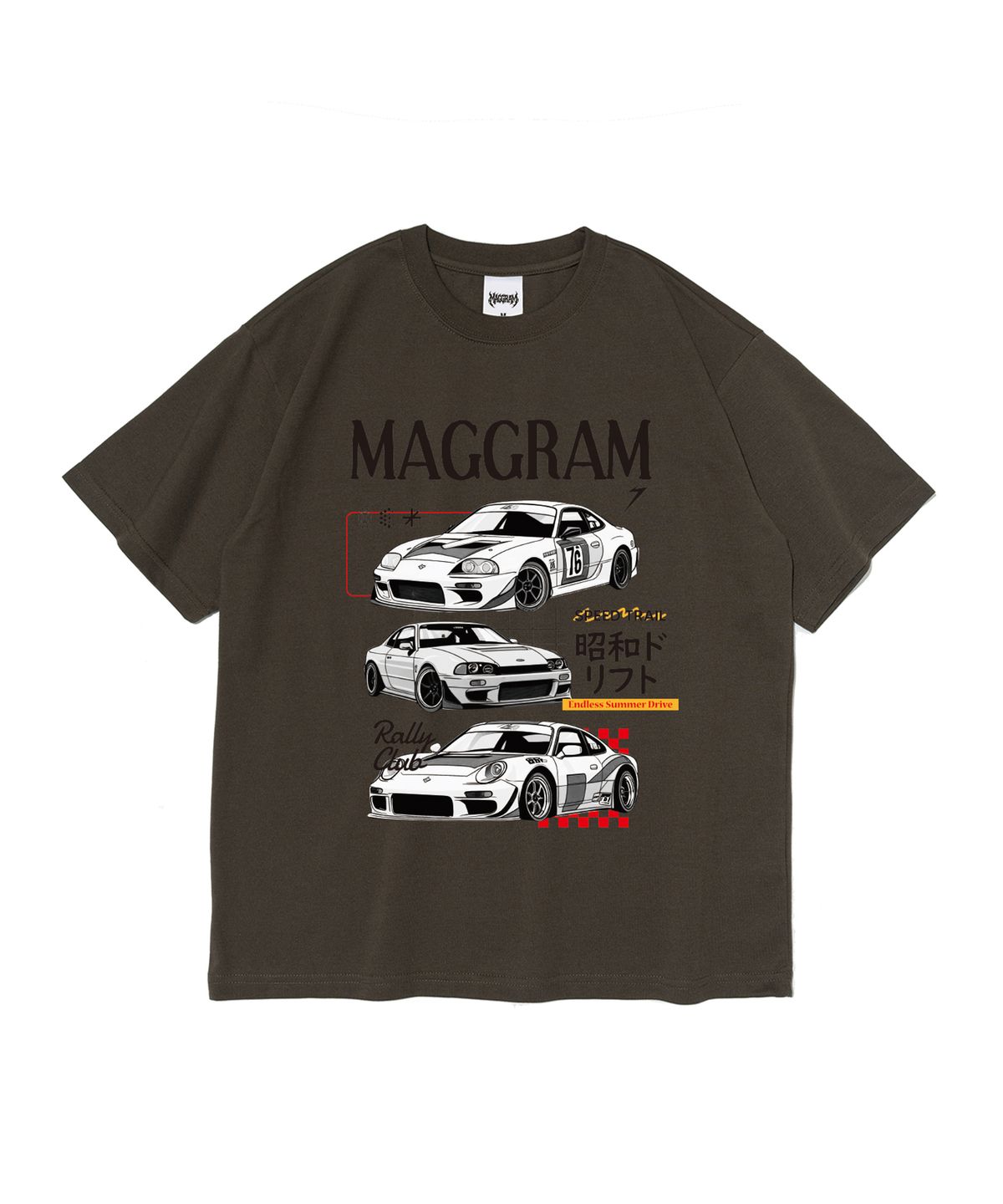 엠에이지그램(MAGGRAM) (박스티) MAGGRAM 드림 카 그래픽 반팔 티셔츠 (카키)